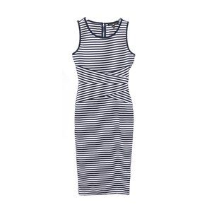 Derek Heart Stripe Navy Blue & White Sleeveless Bodycon Dress Size Medium